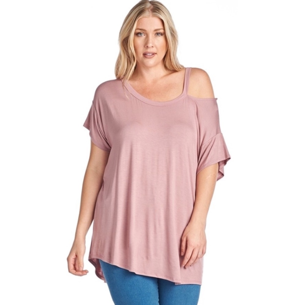 Mauve Off Shoulder Short Sleeve Top